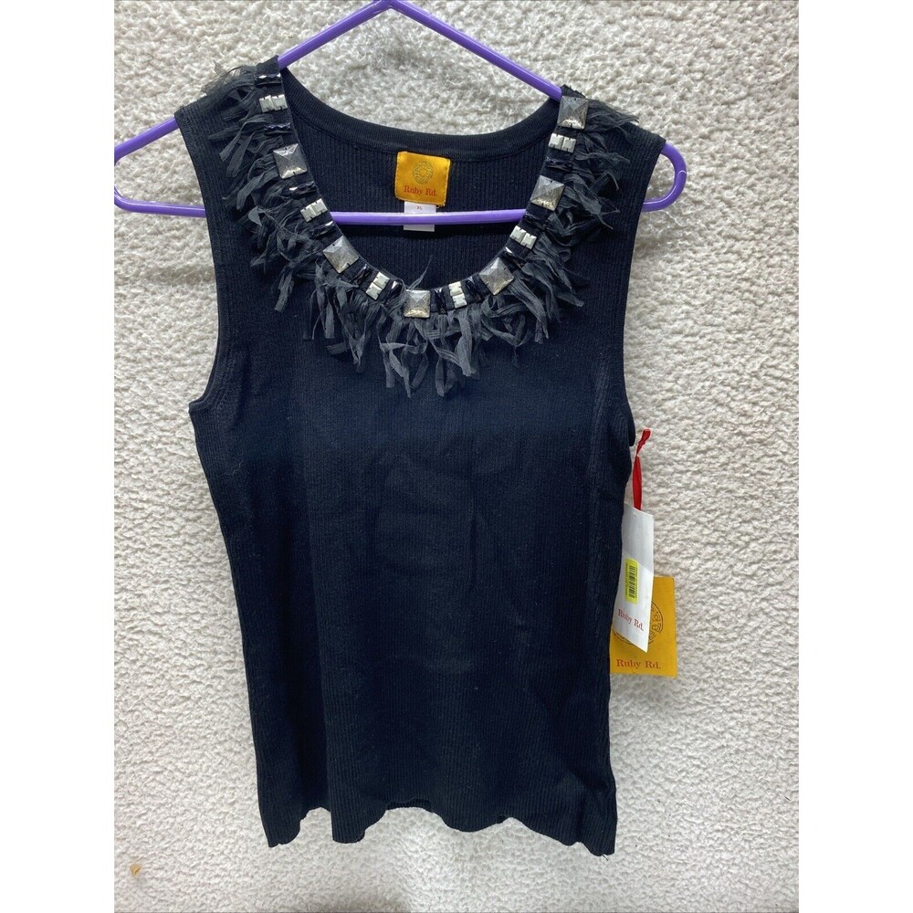Ruby Road Embellished Knit Tank XL NWT